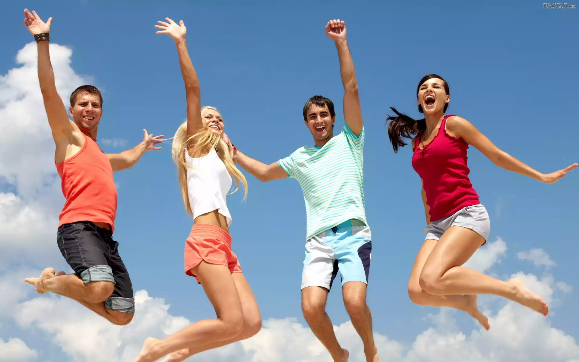 Mężczyźni, Uśmiech, Dziewczyny, Radość